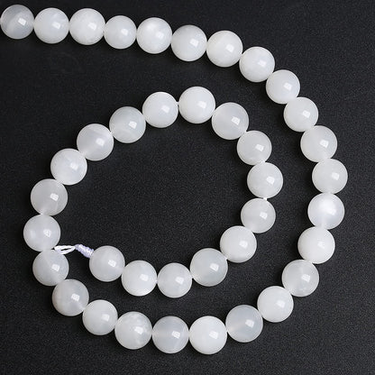 8MM 45PCS Natural White Moonstone Gemstone AAA Grade Crystal Spacer Loose Beads for Jewelry Making DIY Bracelet 15 Inches 1 Strand