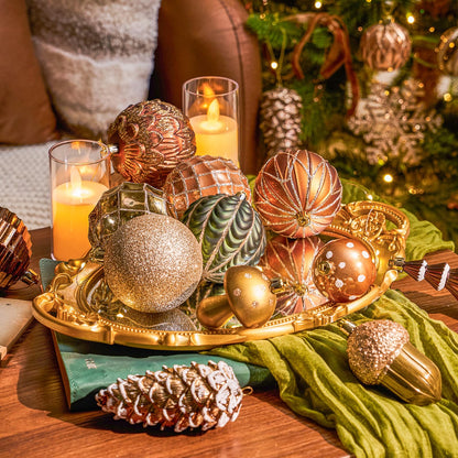 JORNOY Christmas Ornaments for Tree, Shatterproof Plastic Hanging Bulbs Set Decorations for Xmas Holiday Party with Lanyard, 36 Pack, Earth Tone