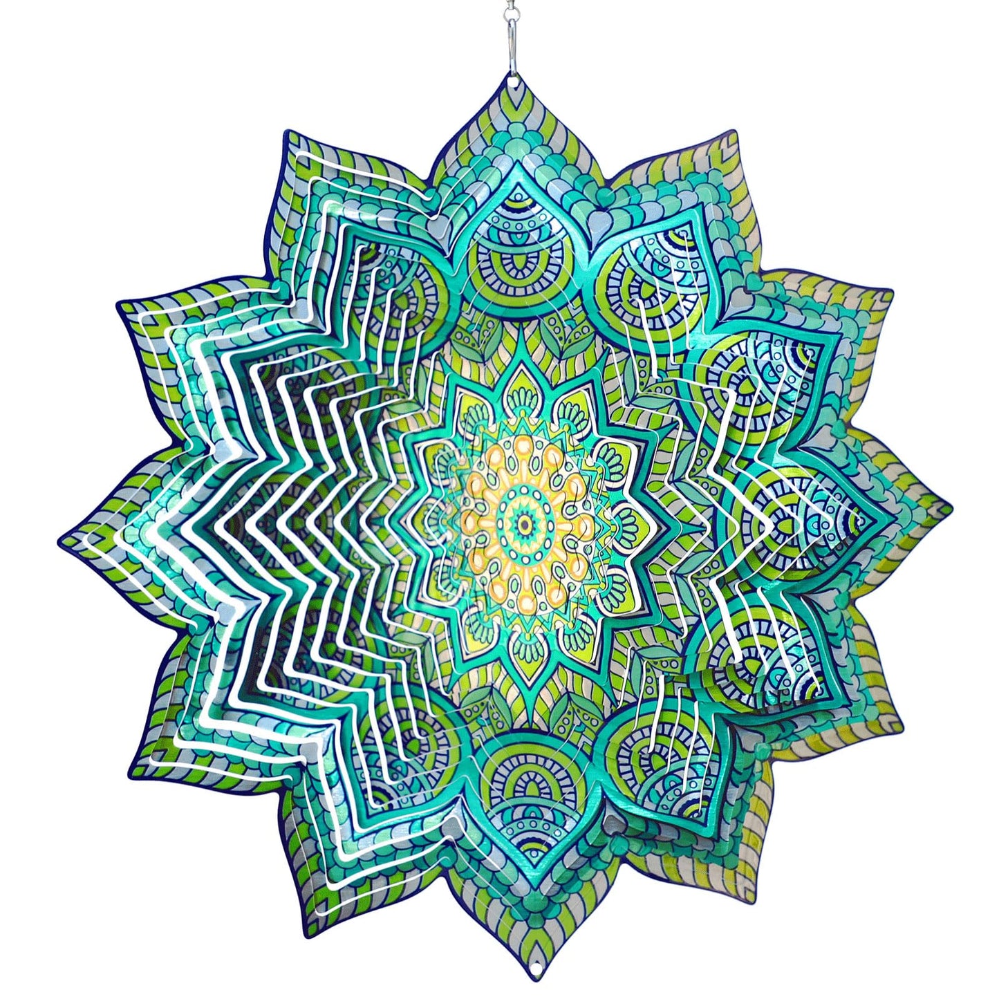 Hippolytusiart Wind Spinner Mandala Peacock Flower for Yard and Garden,12Inch Wind Spinners Outdoor Kinetic Yard Art Decorations,Garden Gifts for Women Mother Mom Father Men,3D Hanging Wind Sculptures