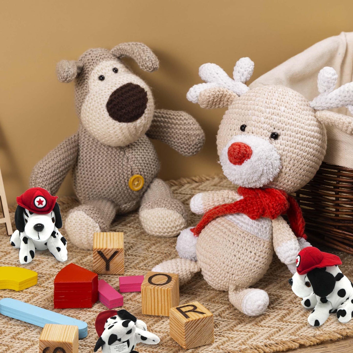 4E's Novelty 12 Pack Dalmatians Stuffed Animals - Soft Stuffed Dalmatian Dog Plush, 6” Small Dalmatian Puppy Plush with Fire Hat, Dalmatian Dog Toy for Kids, Birthday Party Favors