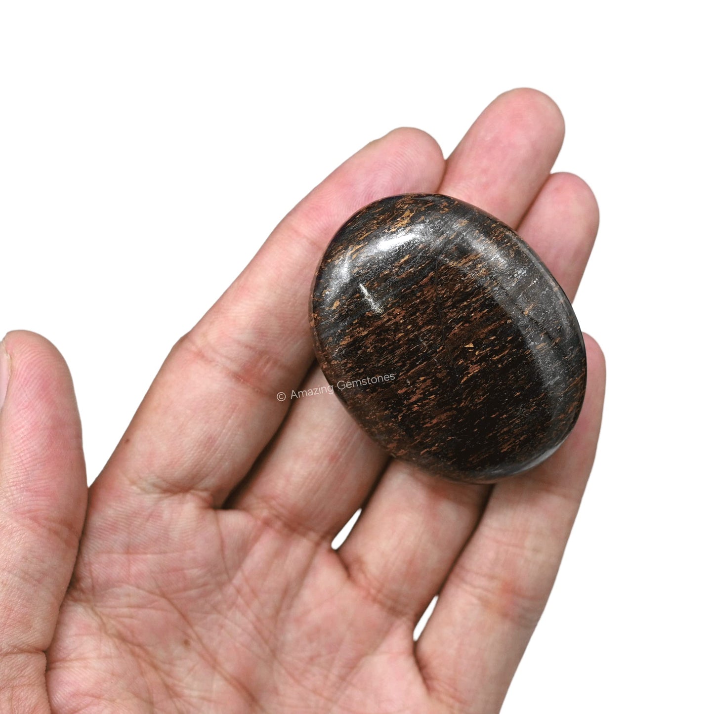 Amazing Gemstone Bronzite Crystals and Healing Stones - Large Palm Stone Crystals Piedra - Crystal for Good Luck, Balanced Positive Energy, Meditation - Unique Stocking Stuffers Gifts for Women, Men
