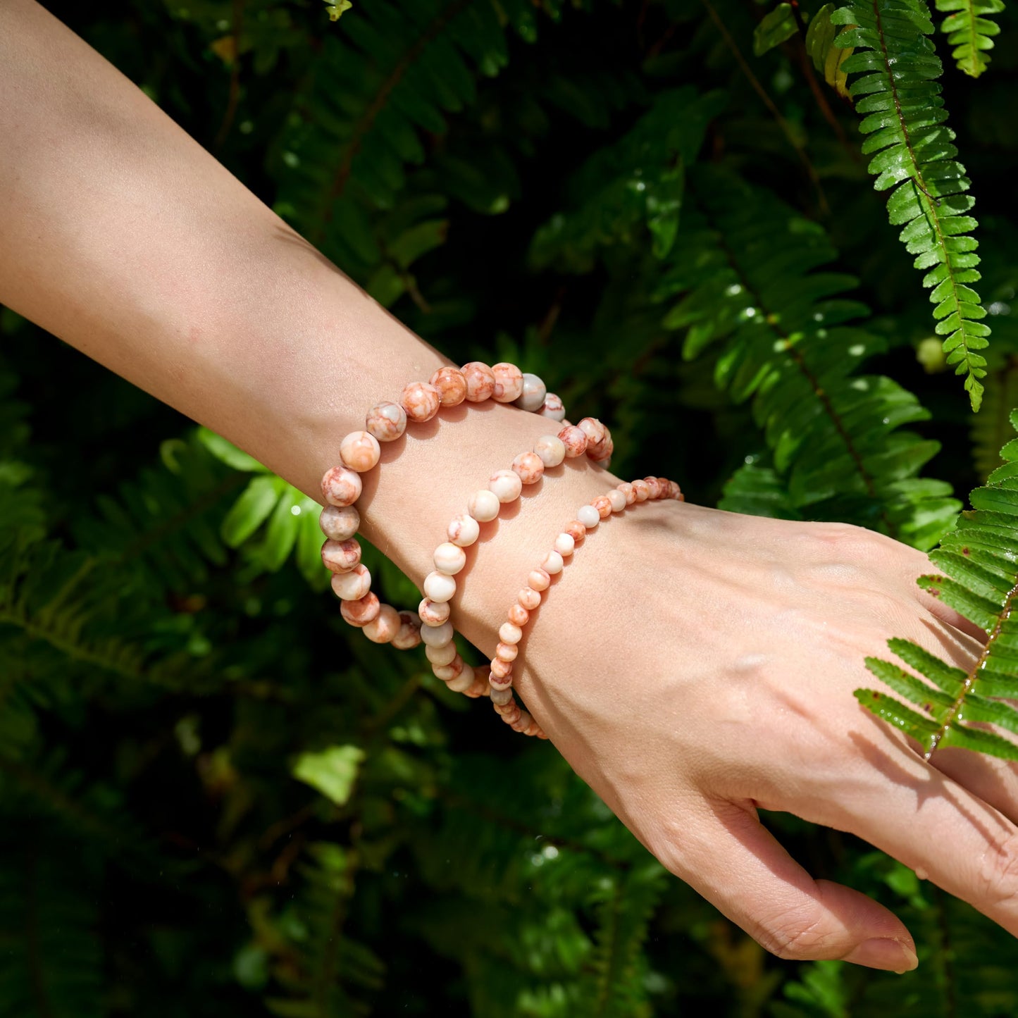 Bivei Red Vein Jasper-Ignited Passion-6mm Beaded Bracelets for Women Handmade Semi Precious Natural Stone Stretch Elastic Jewelry for Women Yoga Protection Gifts