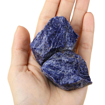 YATOJUZI Blue Sodalite 1.8-2.2" Natural Raw Stones and Healing Crystals Large Stone Rough Crystal Rocks for Tumbling Cabbing Polishing Fountain Rocks Decoration 1PCS