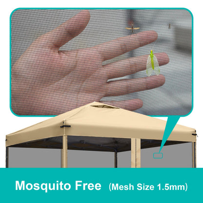 Canopy Mosquito Net for 10x10 Pop up Canopy Gazebo Tent, Replacement Netting Screen Mesh Sidewalls for Patio, Backyard, Camping, Outdoor Use (Net Only,Frame Not Included) (Sand)