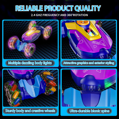 Gesture Sensing RC Stunt Car,Remote Control Car Toys for Ages 5-7-13,with Lights Music Spray,4WD 360° Spins All Terrains Kids Toys RC Cars,3-6 Year Old Boy Birthday Gift & 3-12 Best Gift for Kids