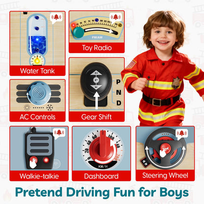TOP BRIGHT Montessori Busy Board with LED Light, Sensory Toys with Sounds & Switches, Activity Board for Kids 3-5, Car Driving Toy for Toddler Boy, 3 Year Old Girl Boy Gifts for Birthday Christmas