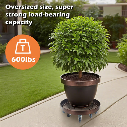 Uholan 20 Inch Heavy Duty Plant Stand on Wheels, Round Plant Caddy with Wheels for Indoor & Outdoor Use, Metal Rolling Tray for Potted and Small Furniture, Copper