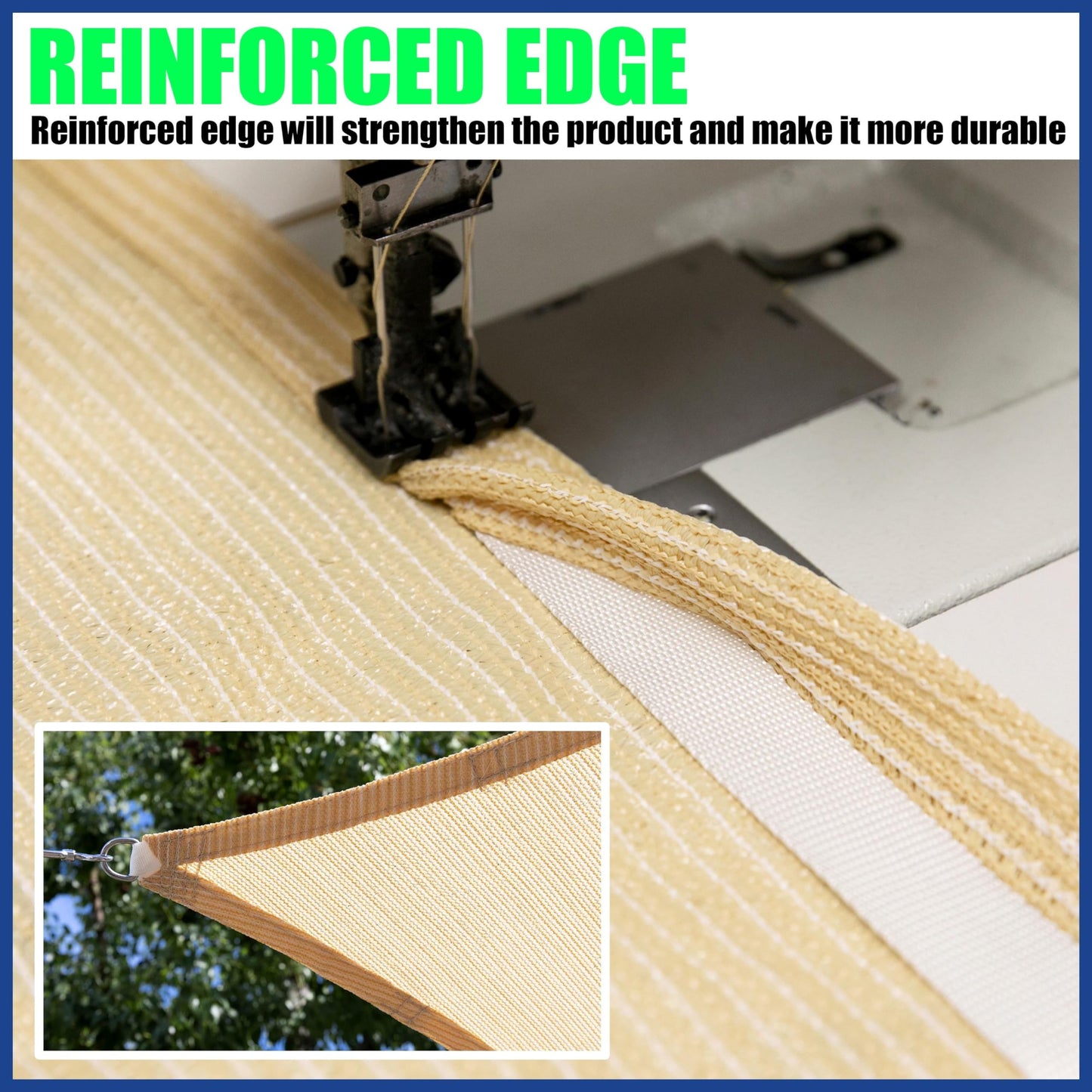 ShadeMart 16' x 20' Beige Sun Shade Sail Rectangle Canopy Fabric Cloth Screen, Water and Air Permeable & UV Resistant, Heavy Duty, Carport Patio Outdoor & (We Customize Size)