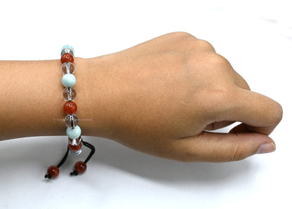 Amazing Gemstone Creativity Manifestation Bracelet - Clear Quartz Amazonite Carnelian Set for Men Women Healing Calming Anxiety Stress Relief Gifts Pulseras Para Hombres Mujer Stocking Stuffers