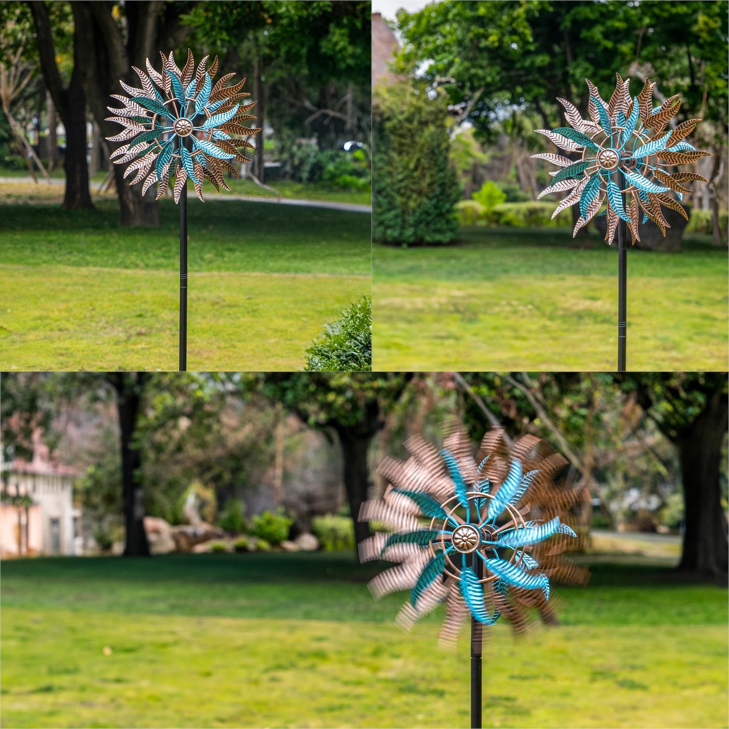 Senflame Large Outdoor Metal Wind Spinner,Two-Way Wind Sculptures,360 Degrees Kinetic Wind Spinners Yard Art Decor for Patio, Lawn & Garden 63 * 13.4 Inches