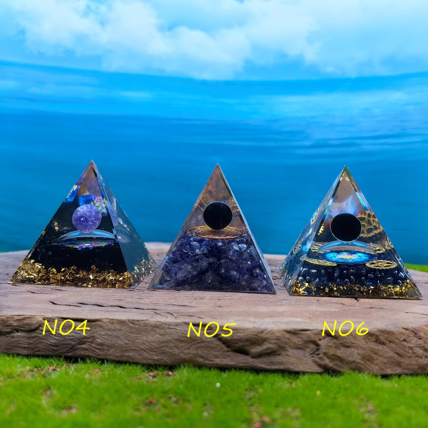 Healing Crystals Orgone Pyramid for Positive Energy, Stress Reduction, and Attracting Wealth and Luck Reduce Stress and Promote Healing with this Crystal Pyramid Home Decor (NO6,6cm)