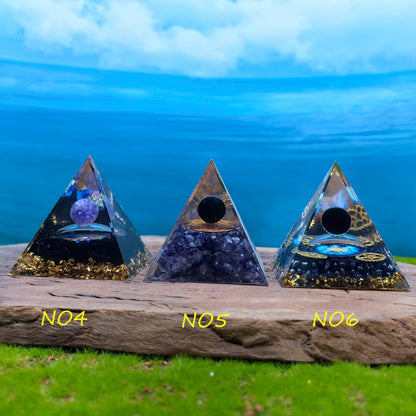Healing Crystals Orgone Pyramid for Positive Energy, Stress Reduction, and Attracting Wealth and Luck Reduce Stress and Promote Healing with this Crystal Pyramid Home Decor (NO5,6cm)