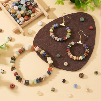 Beadthoven 166pcs Gemstone Rondelle Beads 6mm 8mm Mixed Natural Stone Beads Colorful Energy Healing Crystal Flat Disc Abacus Disk Heishi Spacers for DIY Bracelet Necklace Jewelry Making