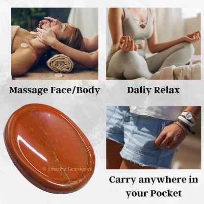 Amazing Gemstone Red Jasper Worry Stone Crystals and Healing Stones - Worry Stones for Stress Relief Gifts - Piedra Crystal Fidget for Meditation - Unique Stocking Stuffers and Birthday Gifts