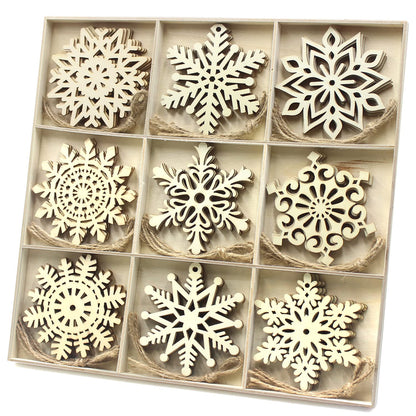 36pcs Large Christmas Wooden Snowflakes Hanging Ornaments DIY Craft Snowflake Wooden Ornaments Unfinished Wood Cutout Christmas Decorations Tree Decor Kids Paint