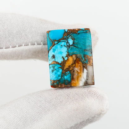 CRYSTALINES (2pcs) AAA Grade Genuine Oyster Turquoise Gemstone, Chakra Healing Crystals, Wholesale Cabochon, Polished Stones Supplies, DIY-Crafts, Jewelry Making, Gem Collection