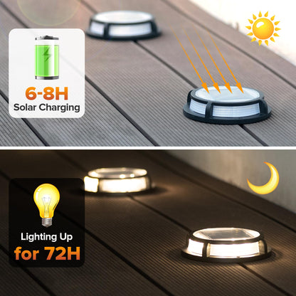LUTEC 4 Pack Solar Driveway Lights, 12 LEDs IP67 Waterproof Outdoor Solar Dock Driveway Marker Lights for Step, Sidewalk, Pathway, Patio, Garden(Warm White)