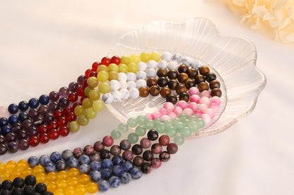 QINJIEJIE 8mm Beads Crystal Beads Colorful 100PCS Stone Beads Round Beads Loose Gemstone Beads Stone Beads for Jewelry Making DIY Bracelet Necklace Earrings Crystal Beads for Jewelry Making