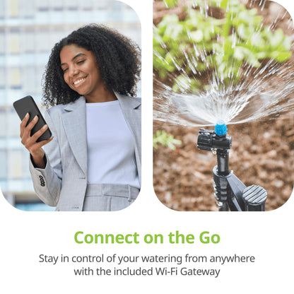 Raindrip R875CT Hose-End Smart Water Sprinkler Timer, Wi-Fi, Wireless Hose Faucet Bibb Timer for Garden, Drip Irrigation System Controller, Free App via 2.4 GHz Gateway Combo,GHT Compatible, Gray