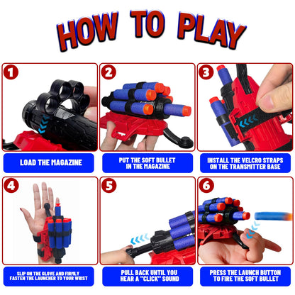 2 Pack Web Shooters for Kids, Boy Gifts, Toys for 3 4 5 6 7 8 Year Old Boys, Toys for Age 3-4 4-6 5-7 6-8, Web Slinger with Gloves, Birthday Presents