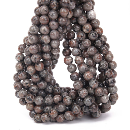 70PCS Natural 8MM Healing Gemstone, Yooperlite Stones Energy Stone Round Loose Beads, Semi-Precious Crystal Beads with Free Elastic String for Jewelry Making DIY