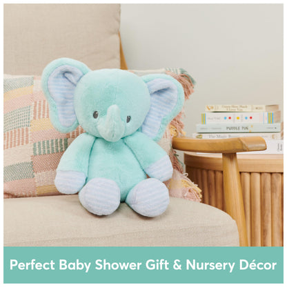 Baby GUND Safari Friends Elephant Pull-Down Musical Plush, Travel Friendly Sensory Toy with Stroller Loop for Ages 0 and Up, Blue, 12”