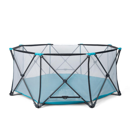 Regalo Safety My Play Deluxe Extra Large Baby Playpen & Portable Play Yard, Foldable 8-Panel Indoor Outdoor Playpen for Babies & Toddlers, Mesh Sides, Washable Nylon Bottom, 62", Aqua/Black