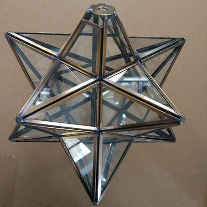 Bieye L10821 12-inch Moravian Star Tiffany Style Stained Glass Semi Flush Mount Ceiling Fixture, Suitable for Decorating Room (Clear Glass)