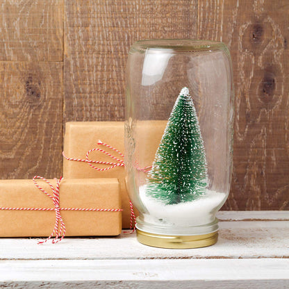 Yahpetes Miniature Christmas Tree 6 Pcs Pine Trees Sisal Trees Snow Frost Ornaments with Wooden Bases for Miniature Scenes, Christmas Crafting and Designing, Mixed Size