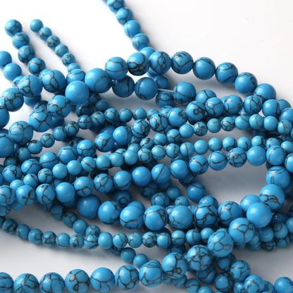 90PCS 4MM Blue Turquoises Round Loose Beads Natural Gemstone Beads for Jewelry Making DIY Bracelet Necklace 15"