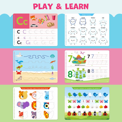 BenBen Preschool Learning Activities, 52 Pages, Tracing Books for Kids Ages 3-5, Kindergarten Workbooks, Toddler Writing Practice, Pre K Busy Book Educational Toys, Autism Learning Materials