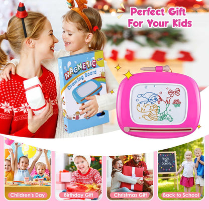 Smasiagon Toddler Girl Boy Toys,Magnetic Drawing Board for Toddlers,Early Learning Doodle Board Writing Painting Sketch Pad, Birthday Easter Valentines Day Gifts for 1 2 3 Year Old (Deep Pink)