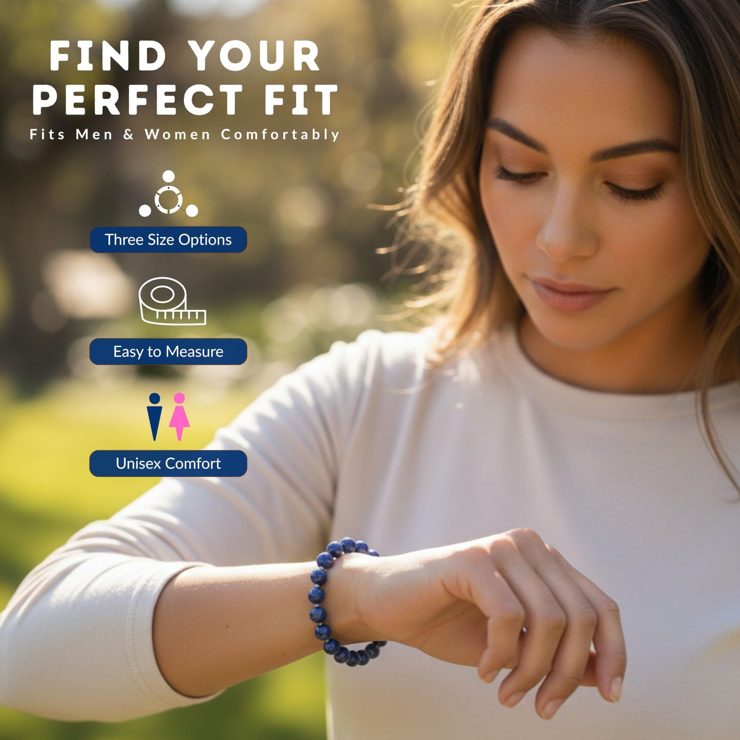Cherry Tree Collection Blue Lapis Lazuli Beaded Bracelet – Genuine 8mm Gemstone Stretch Bracelet for Men & Women – Handmade Crystal Bracelet - (Blue Lapis Lazuli - S)