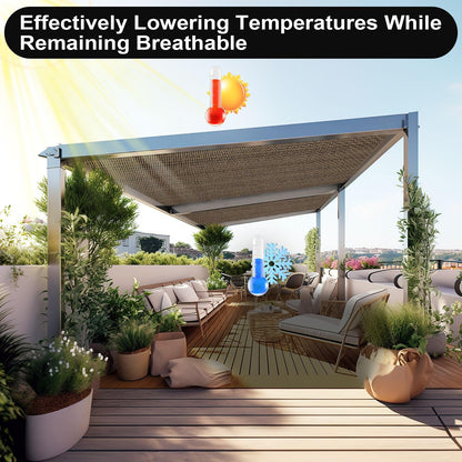 Artpuch 90% Sun Shade Cloth, 10 x 10 FT Pergola Shade Cover Canopy with Grommets, Sun Screen Fabric Tarp for Patio, Outdoor, Garden, Backyard, Mocha