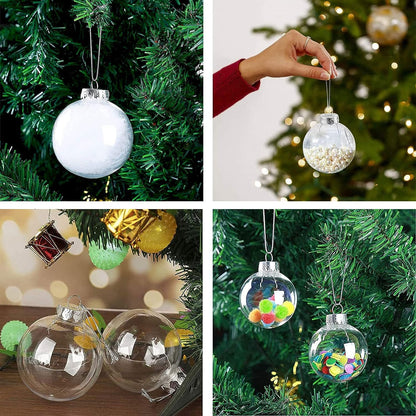 16PCS DIY Christmas Hanging Decoration，2.36Inch Clear Plastic Fillable Ornament Balls， for Christmas, Halloween, Birthday, Wedding Decor, DIY Crafts Decorations (60 mm)