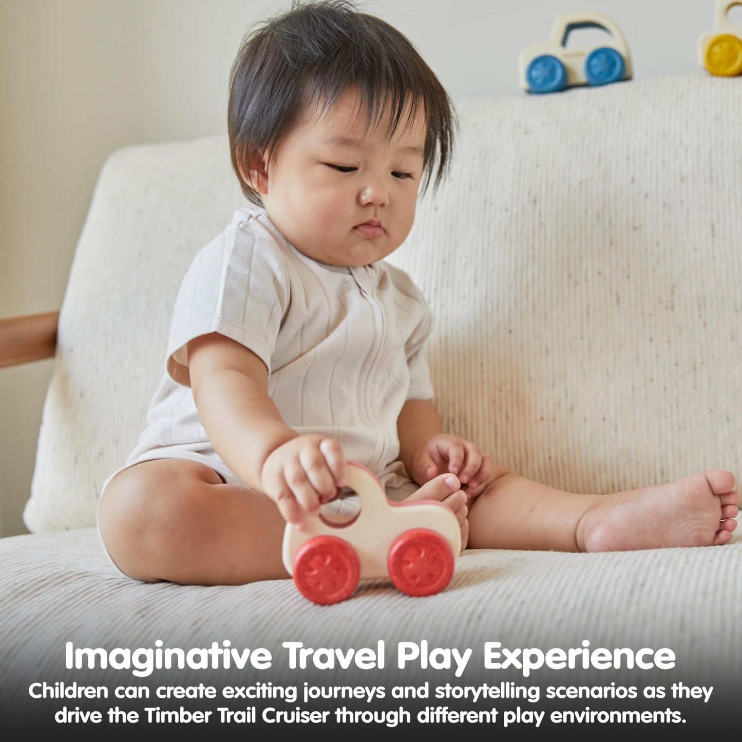 PlanToys® Timber Trail Cruiser Wooden Montessori Movement and Balance Toy | Gross Motor, Coordination and Cause & Effect Early Learning Activity | Eco Friendly Outdoor Adventure Ride-On