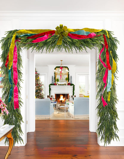 Lvydec Christmas Norfolk Pine Garlands, 6ft Real Touch Artificial Pine Garlands Greenery Faux Cedar Garland for Mantle, Holiday Indoor Outdoor Fireplace Winter Decor