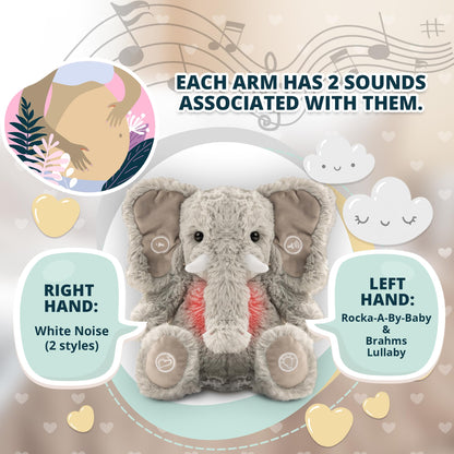 Gemma Joy Bedtime Baby Soother with Cry Activated Sensor, Plush Stuffed Animal for Newborn Infants - Bunny Non Rechargeable and Elephant Rechargeable - (2pcs)