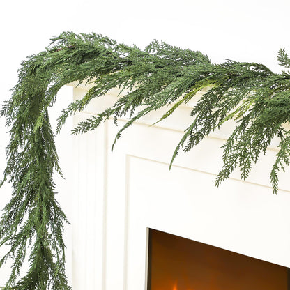 Jutom 1 PCS Christmas Cedar Garland - 6 ft Classic Green Realistic Soft Artificial Faux Cedar Pine Garland Decoration for Home Mantel & Stairs - Holiday Party Winter Decor