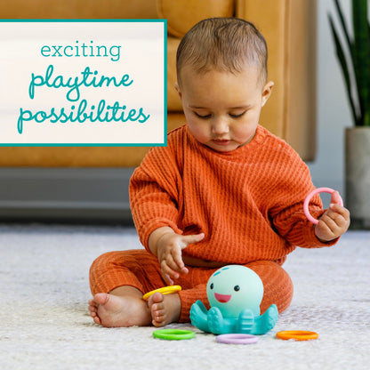 Infantino Light Up Ring Catcher - Illuminating Octopus with Five Tossing Rings for Fine & Gross Motor Skills in Babies & Toddlers, 6M+
