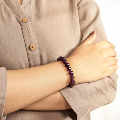 Divine Hindu Amethyst Crystal Bracelet | Makar Rashi (Capricorn) Zodiac Stone | Certified Healing Gem | Reiki Energy | Chakra Alignment | Meditation & Protection for Men & Women.