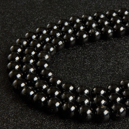35pcs 10mm Black Tourmaline Beads Natural Gemstone Beads Round Loose Beads for Jewelry Making