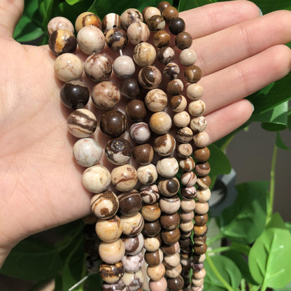 NITOPUPU 10mm 37pcs Australian Zebra Natural Stone Beads for Jewelry Making Supplies, Round Crystal Beads for Bracelets Necklace DIY Crafts