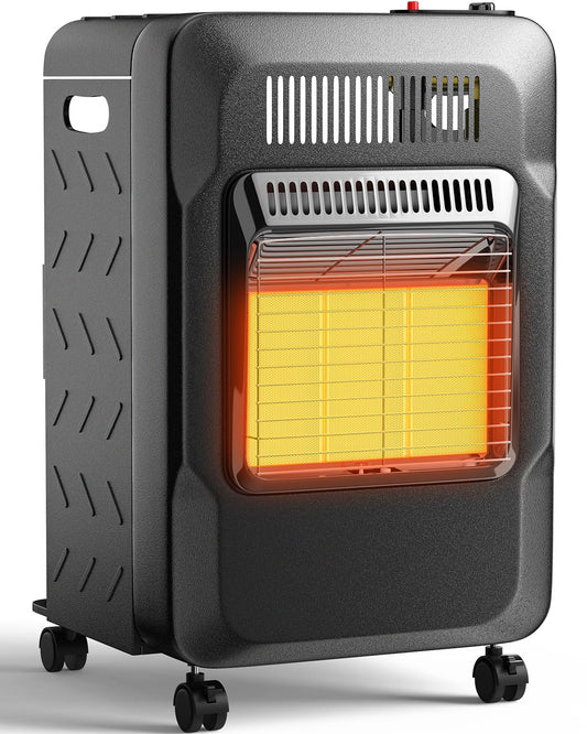 18,000 BTU Propane Heater Indoor Outdoor Use, 3 Adjustable Heat Settings, Portable Space Heater with Tip-Over & ODS Safety for Garage Camping Patio Power Outage Emergency Heating