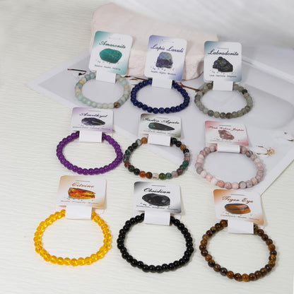 BOMAIL 9Pcs Healing Crystal Bracelets for Women Men 4mm 6mm 8mm Natural Stone Beaded Stretch Bracelet Set Handmade Gemstone Reiki Spiritual Jewelry Gifts