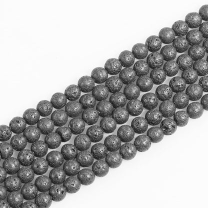8mm Natural Gemstone Lava Round Loose Beads for Jewelry Making DIY Bracelet Necklace (45-48pcs/strand)