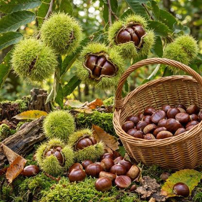 Live Chestnut Tree 6–12 Inch Tall Seedling, Chestnut Nut Tree Plant for Outdoor Planting, Hardy Garden Tree
