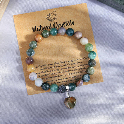 MAIBAOTA Stone Bracelets for Women 8 mm Beaded Bracelets for Women Love Heart Bracelet Jewelry, Crystal Gifts for Christmas Birthday Valentine's Day Anniversary