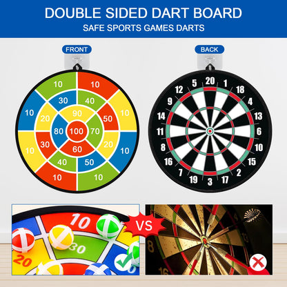 Dart Board for Kids, Darts Set Double-Sided Dart Board with Sticky Balls and Darts, Indoor Outdoor Sport Fun Party Play Parent-Child Activity Game Toys, Gifts for Boys and Girls Aged 3 to 12 Years
