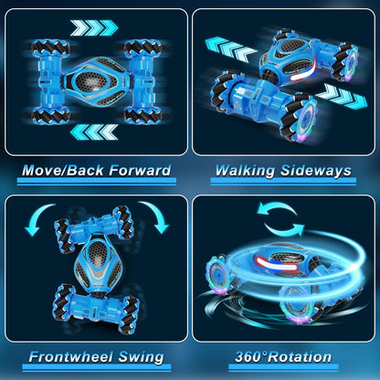 UFOLED Gesture Sensing RC Stunt Car, Remote Control 2.4GHz 4WD Hand Controlled Car Toys for Boys and Girls Ages 6-12, 360° Rotating Drift RC Cars with Lights and Music, Ideal Birthday and Xmas Gift